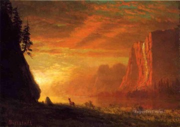 アルバート・ビアシュタット Painting - 夕暮れの鹿 アルバート・ビアシュタット
